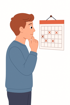 Hombre mirando un calendario