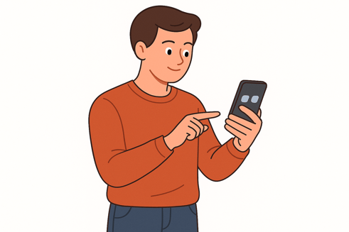 Hombre con celular en la mano